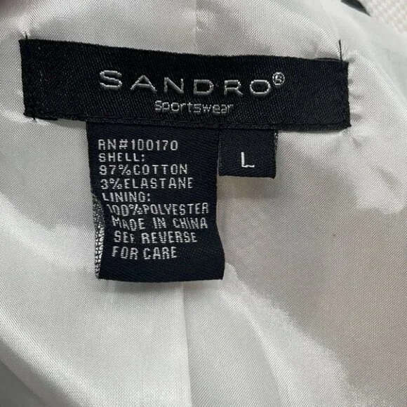 SANDRO Sportswear Blazer Animal Print Jacket 3/4 length sleeve button front sz L - Picture 4 of 7